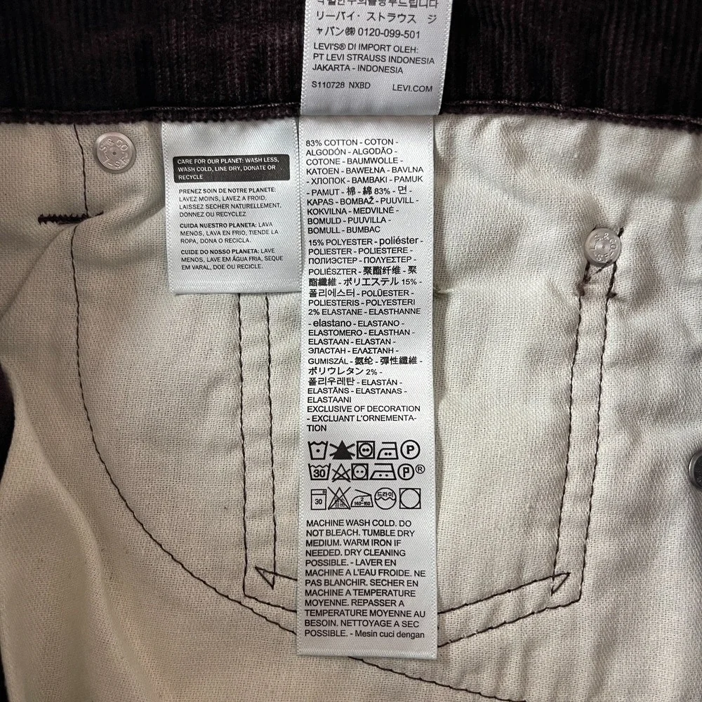 Levi's Pant's Men's 32x30 Brown 505 Corduroy Pinwale Regular Fit Straight Preppy